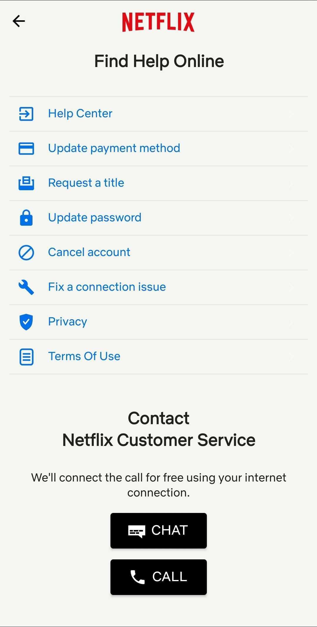 Netflix Help Center App