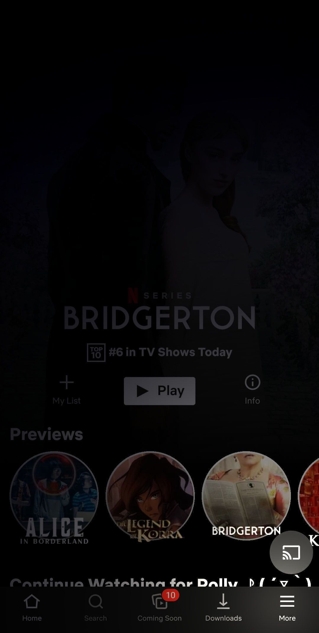 Netflix More Button