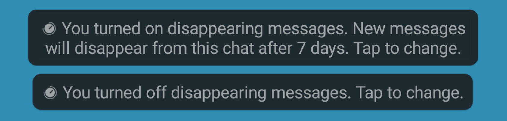 Turning off disappearing messages notification