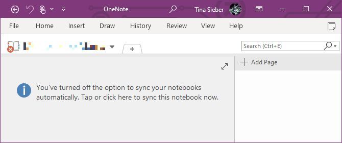 Manually sync a OneNote 2016 notebook.