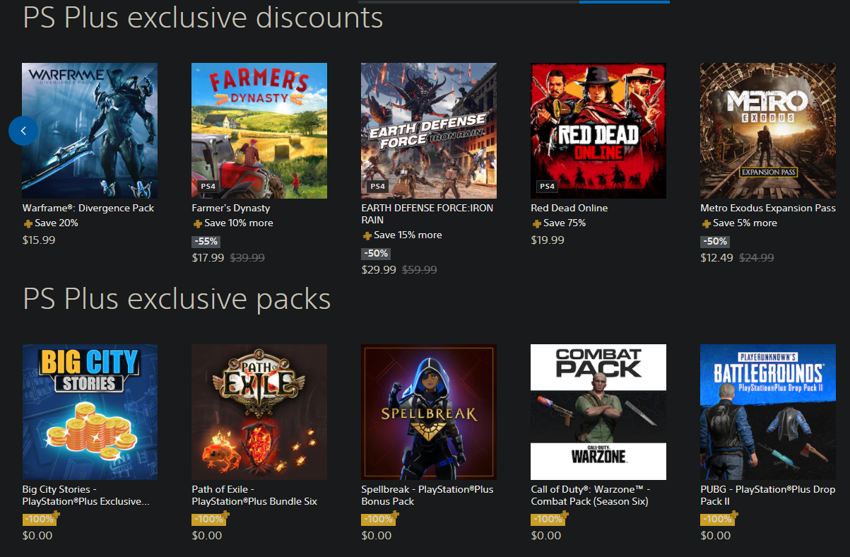 PS Plus Discounts on Store