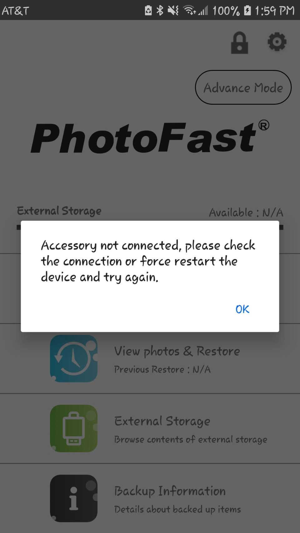 photofast accessory disconnect