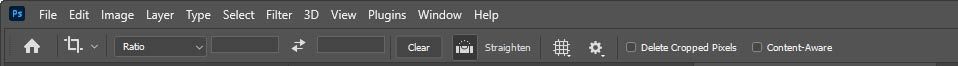 Options bar for Crop tool