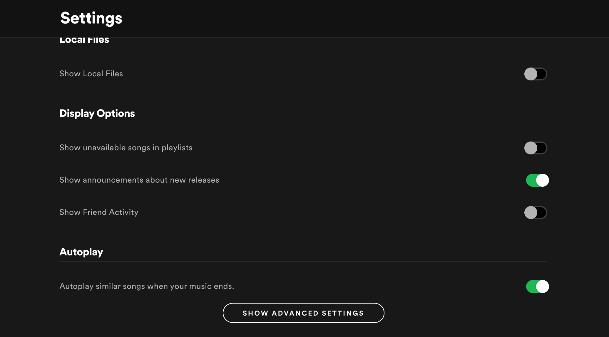 So navigieren Sie im Spotify Web Player - Spotify Desktop Show Advanced Settings