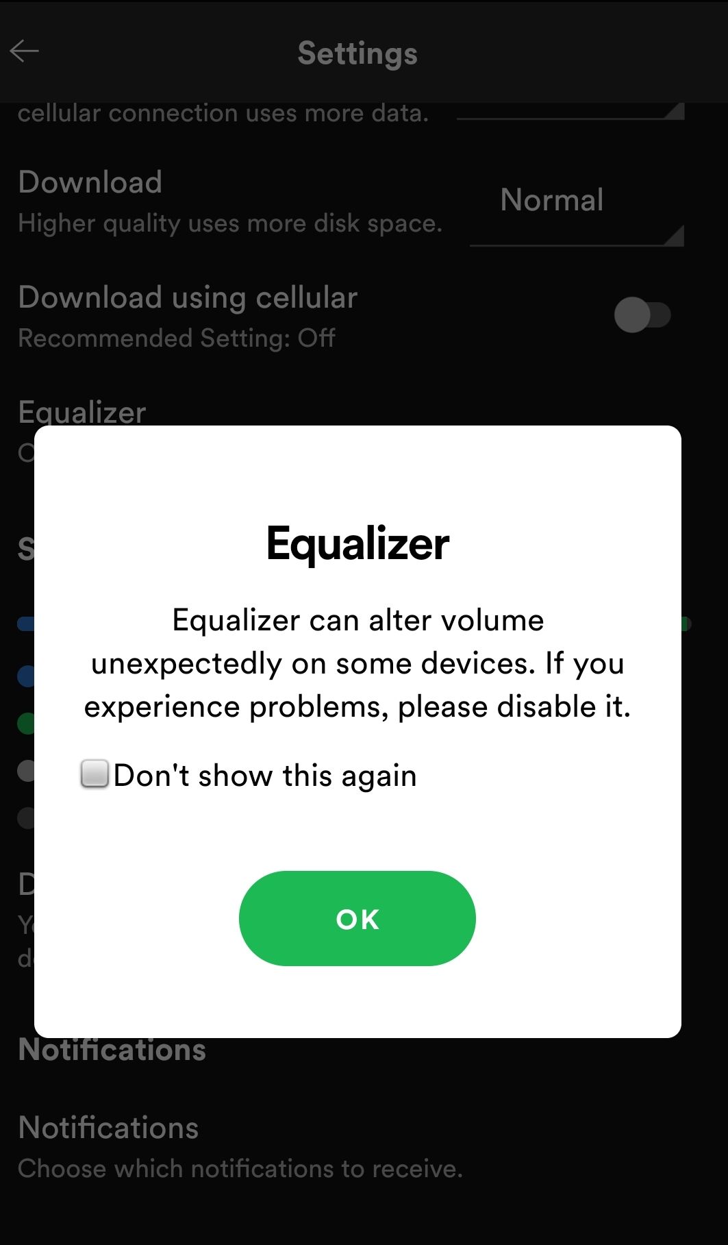 Spotify Equalizer Android Screenshot