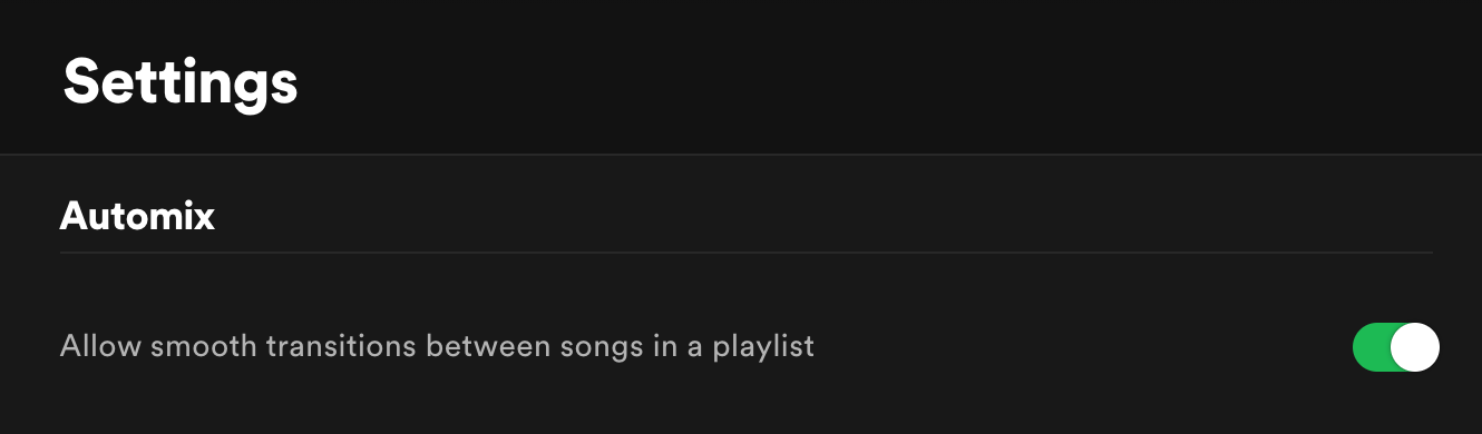 Spotify Automix Settings