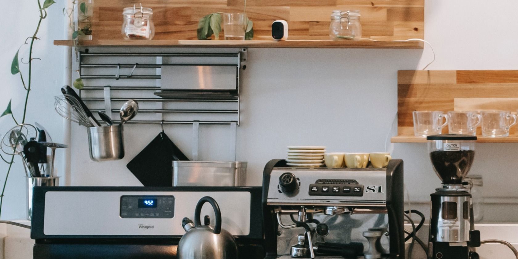 Oven and Cupboards Draped in Greenery