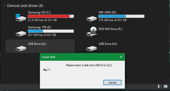 Windows Empty Drives