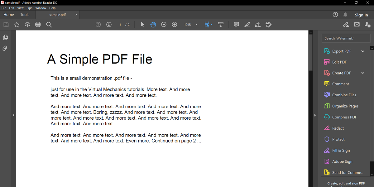 Screenshot of adobe reader with a pdf open