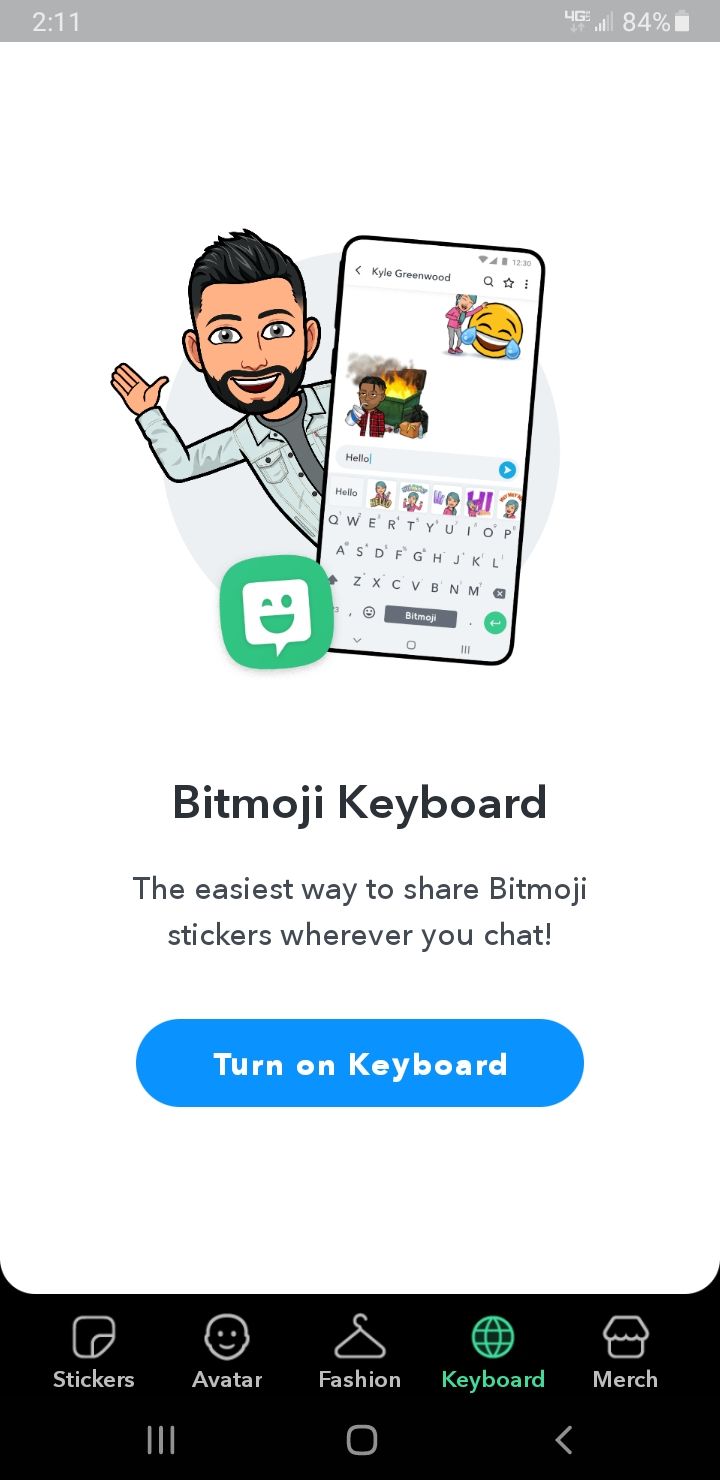 Bitmoji turn on keyboard