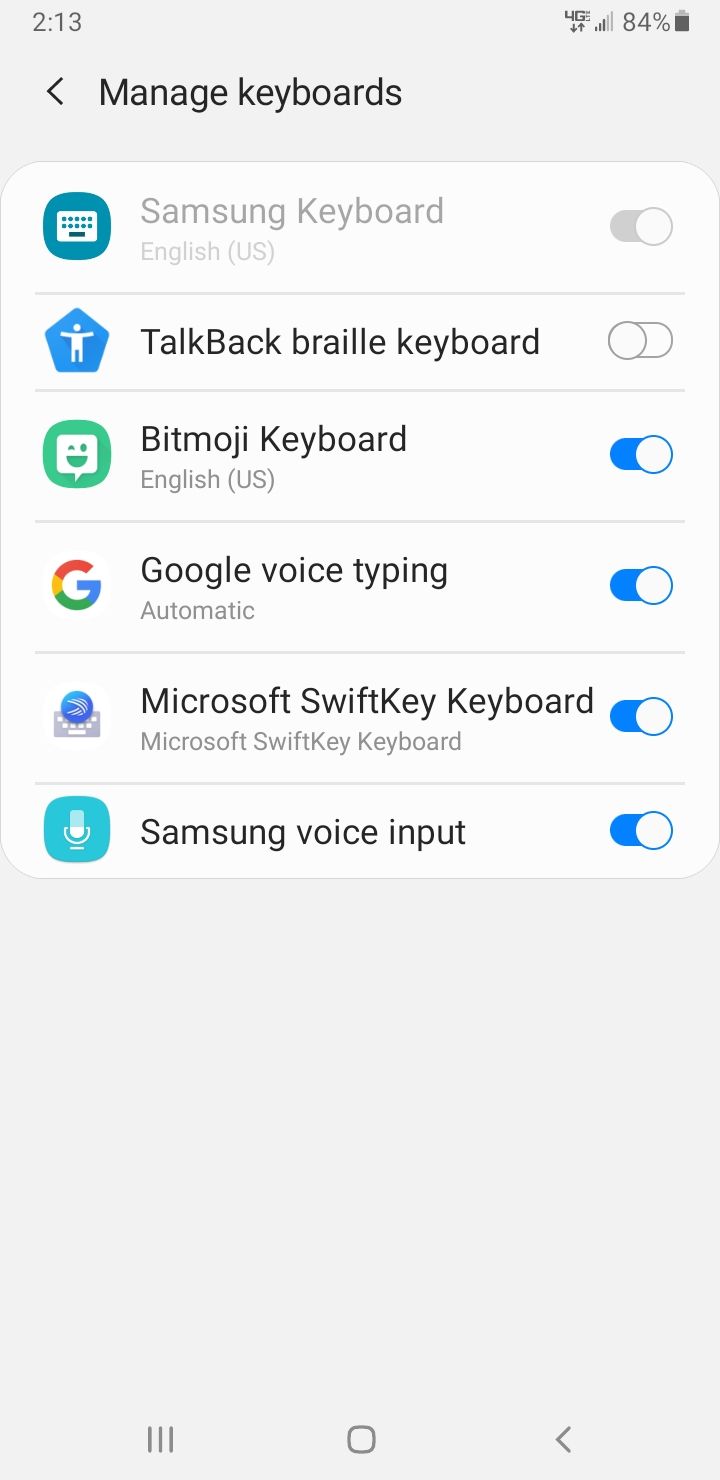 bitmoji toggle on keyboard settings