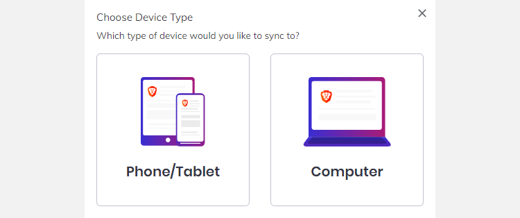Brave syncing phone tablet or computer