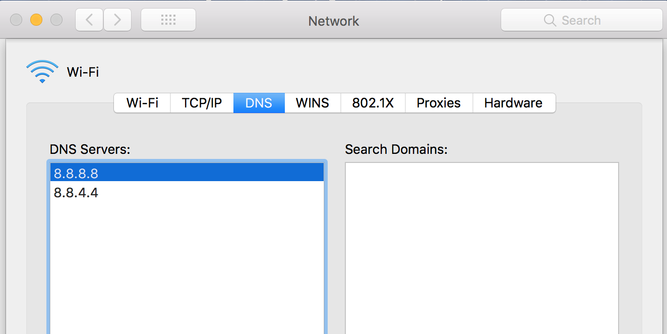 Change the DNS server on macOS