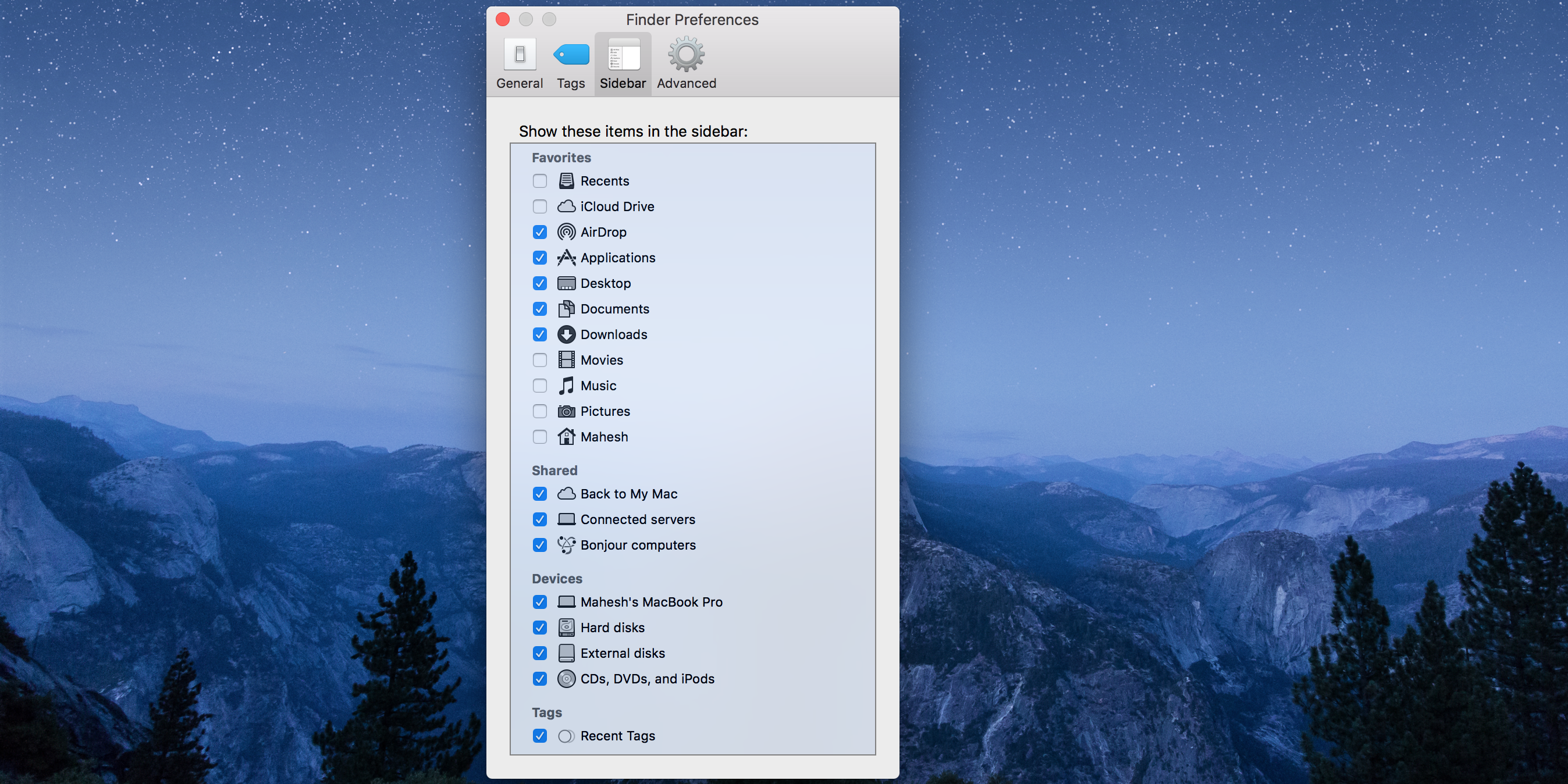 Customize the Sidebar in Finder
