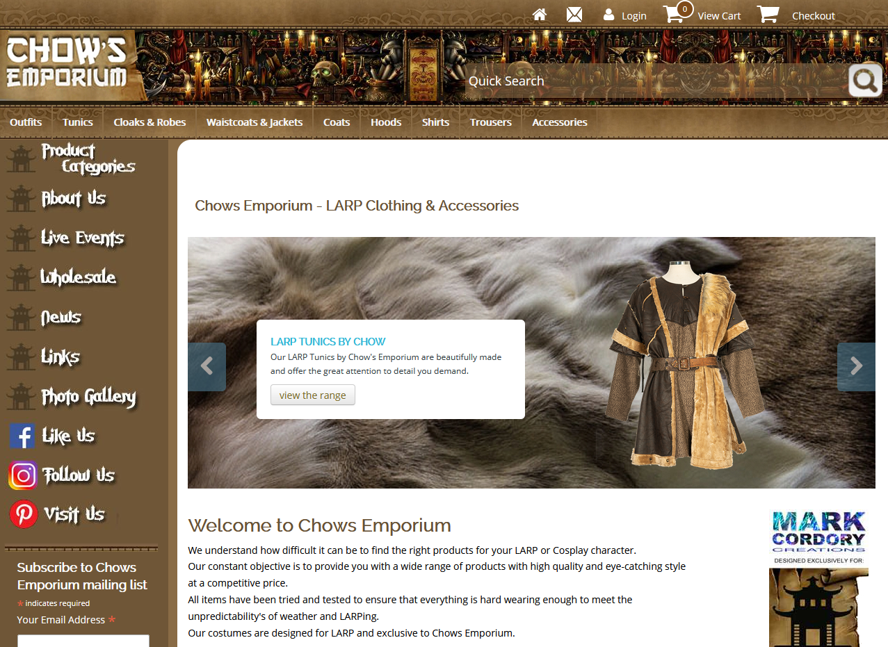 Chow's Emporium Online Store for Larp Gear