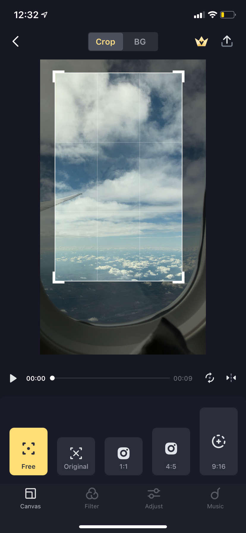 cropping a video using Crop Video app on iPhone