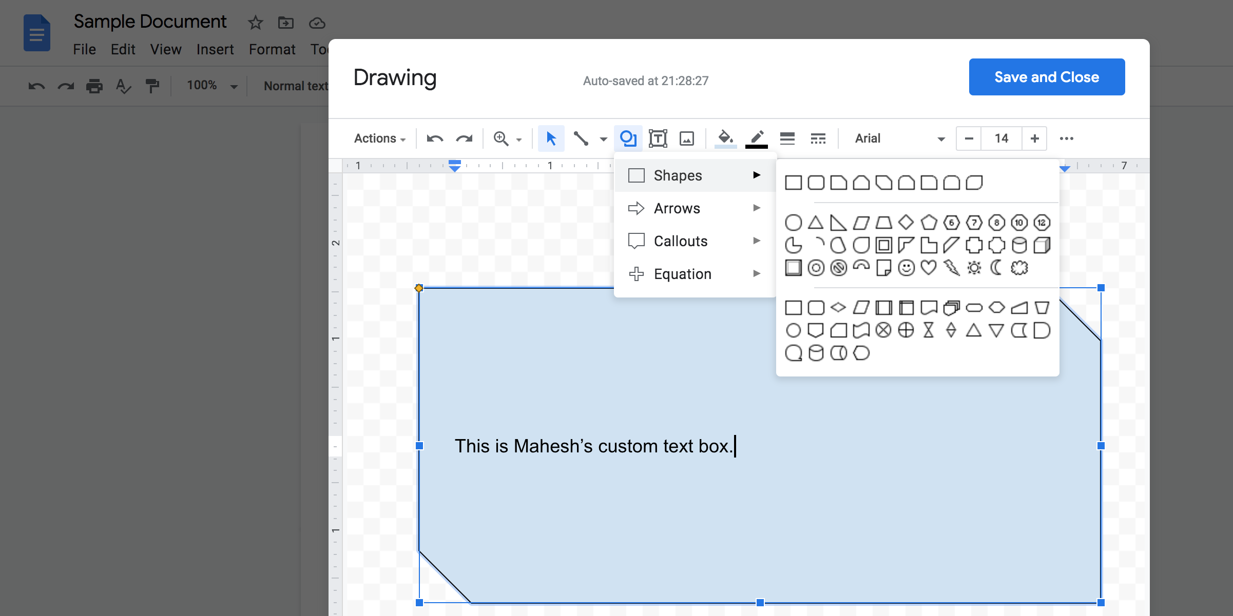how to make a text box in google docs