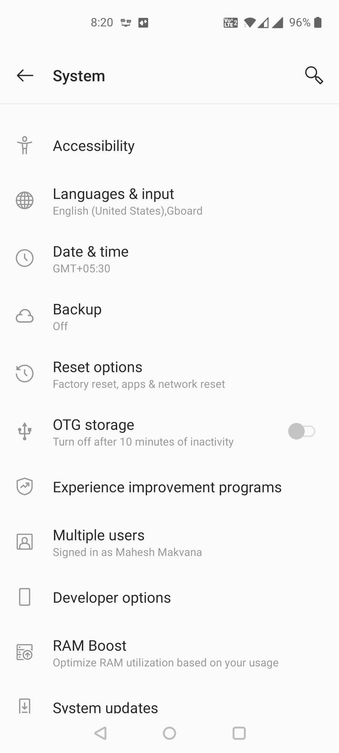 Date and time settings on Android