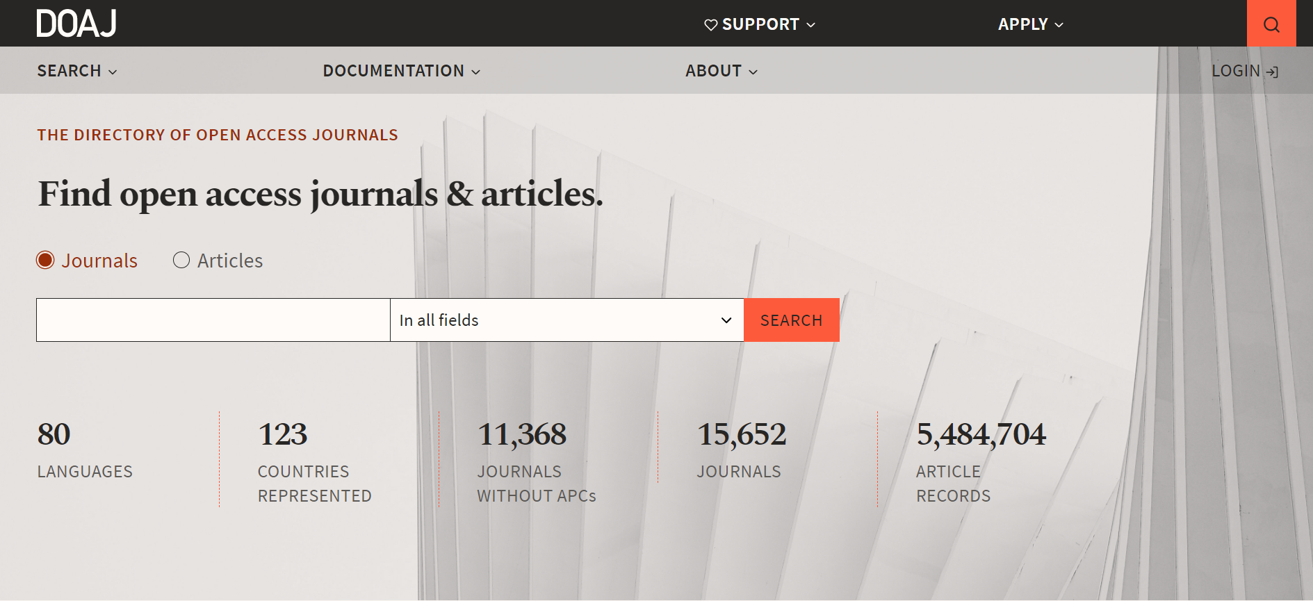 DOAJ open access journals homepage
