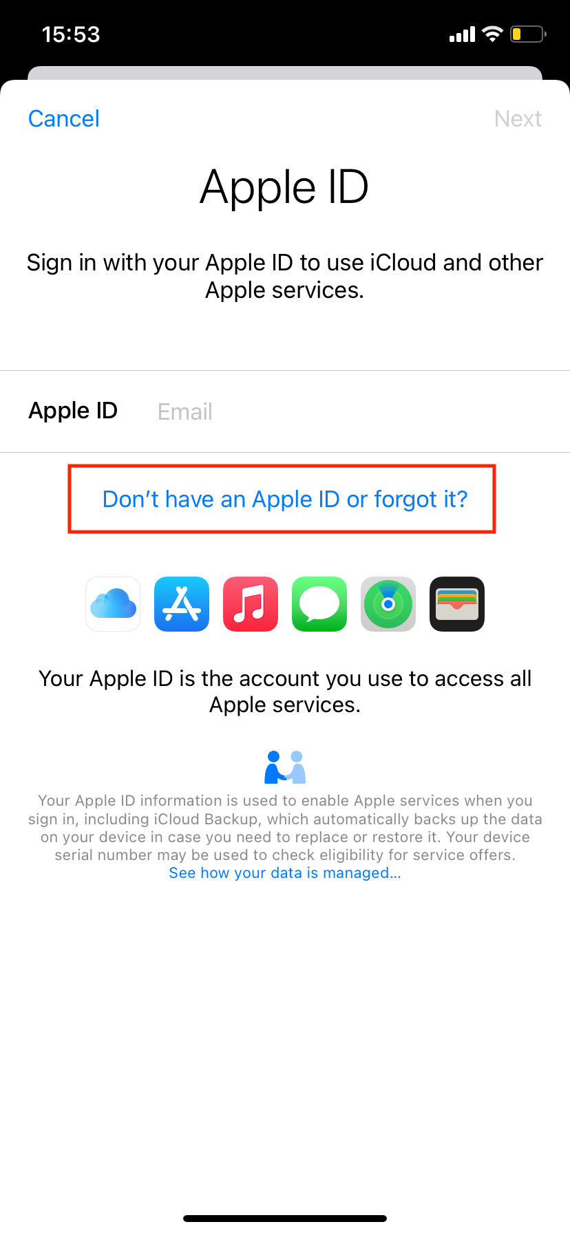 creating an Apple ID on iPhone