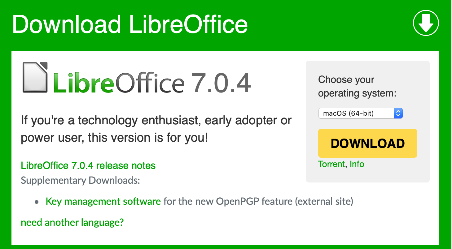 download LibreOffice for Mac