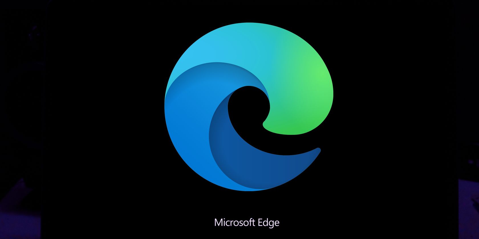 A laptop showing the Microsoft Edge logo