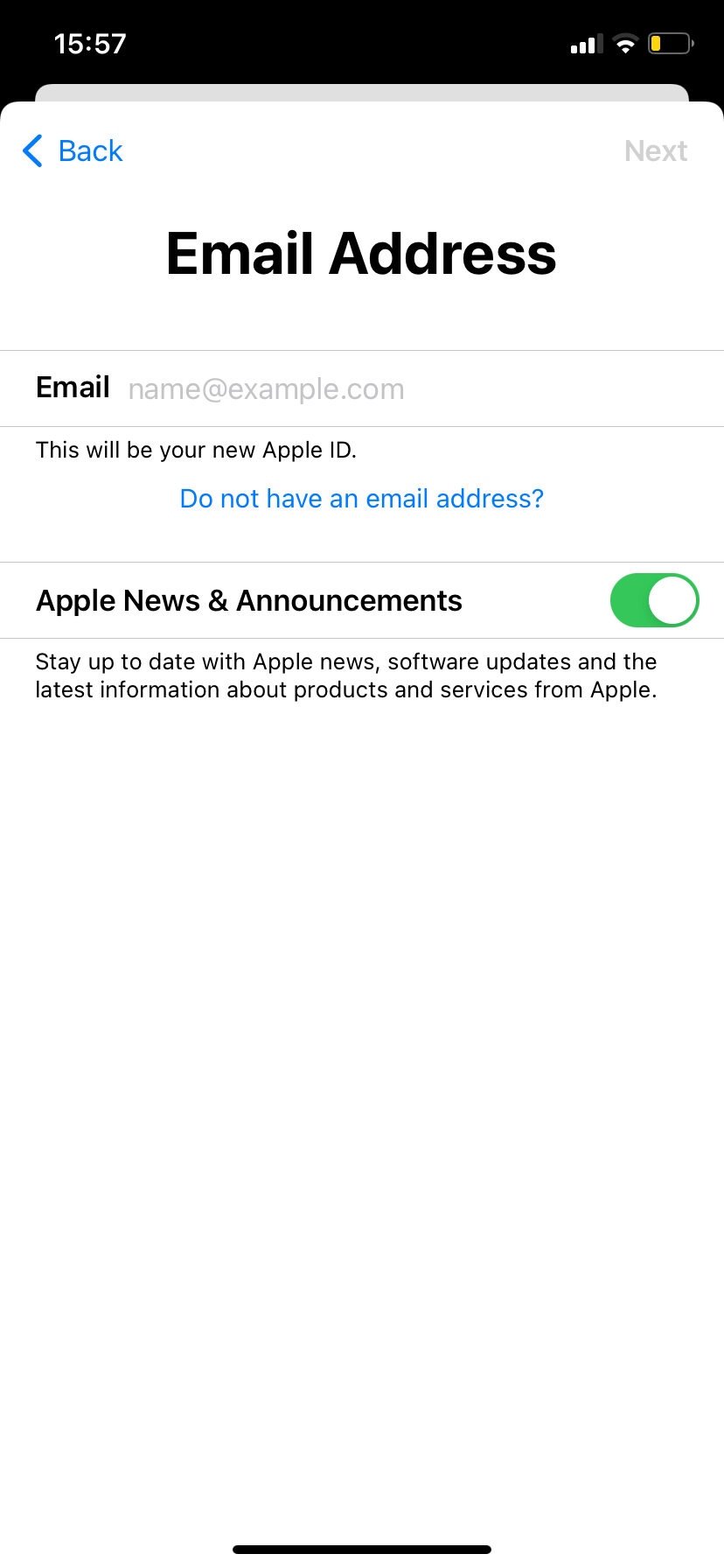 creating an Apple ID on iPhone