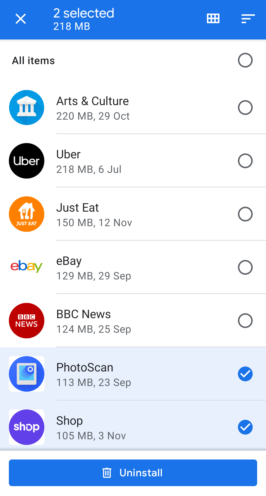 Files by Google Uninstall Apps