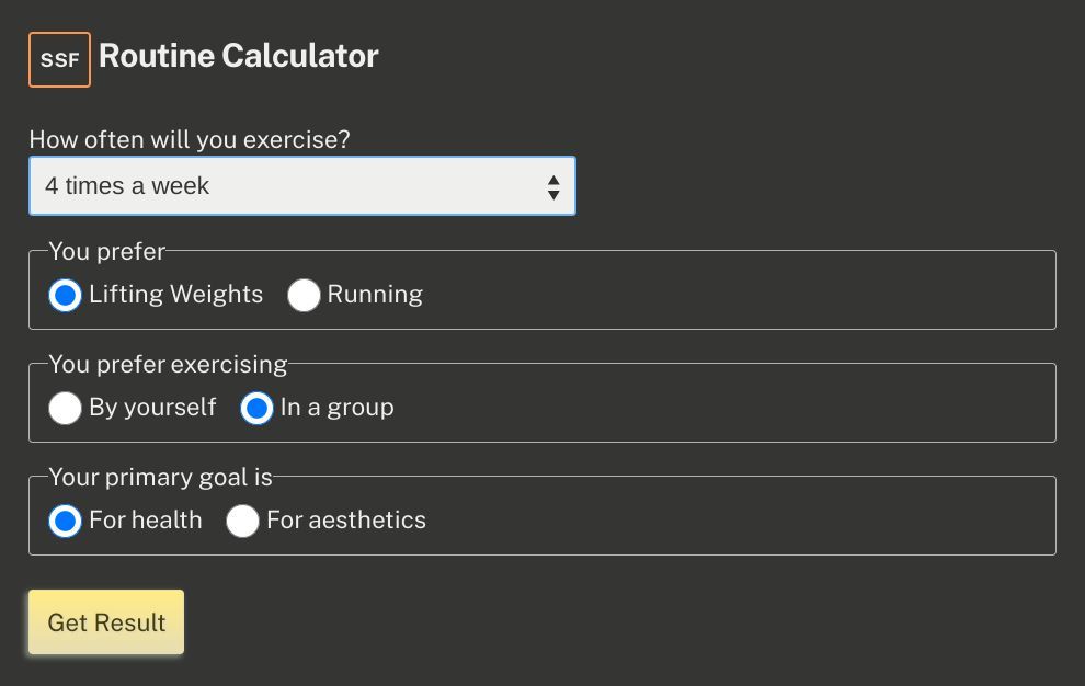 Simple Science Fitness teaches you how to get fit through sound advice and science-backed methods like a routine calculator to find the best workout for you