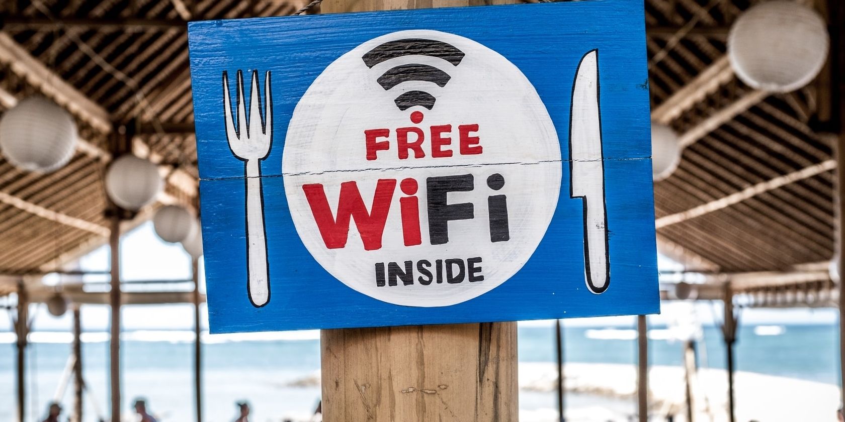 Sign that says free wifi inside