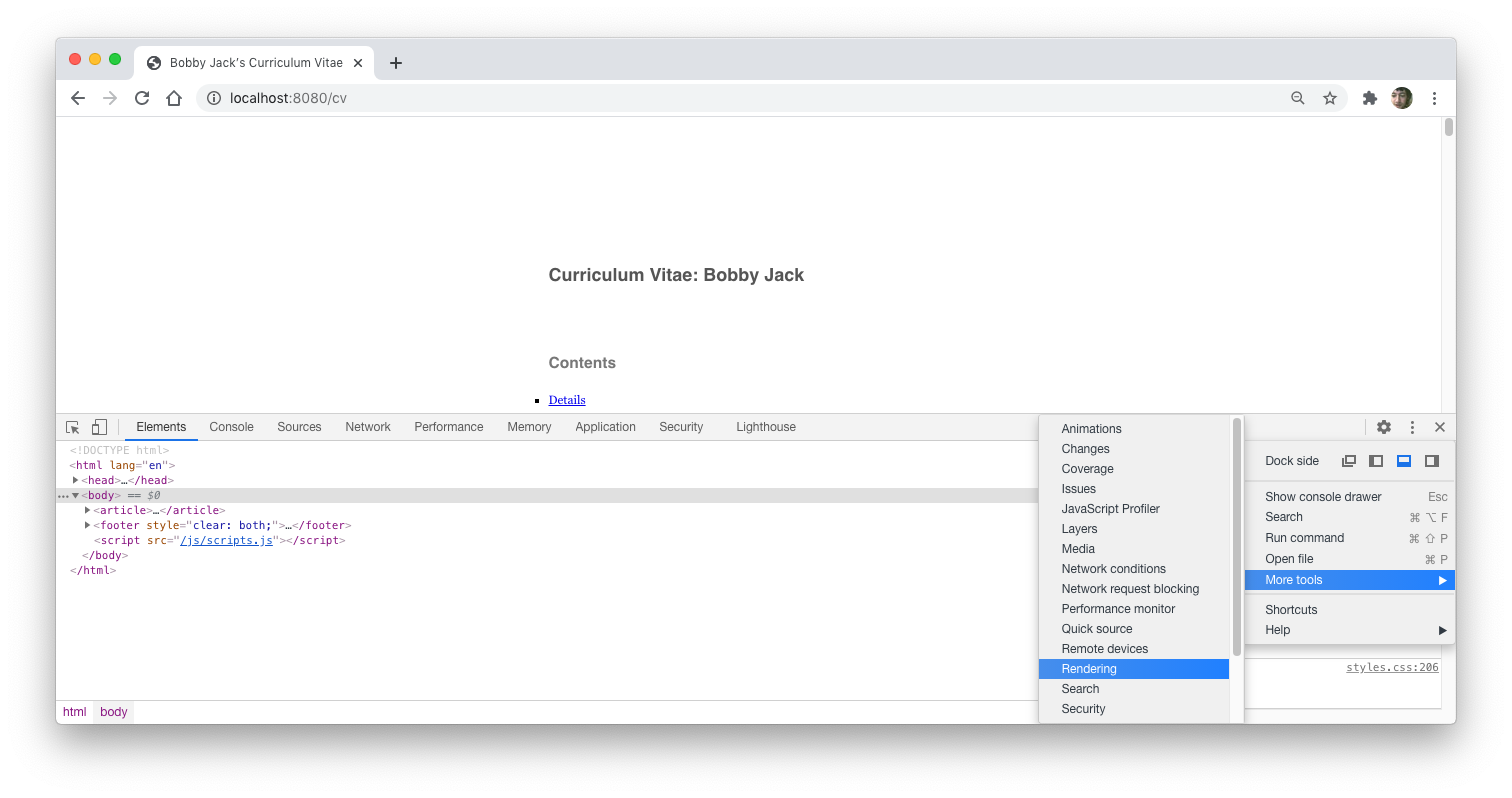 Screenshot showing Google Chrome's main menu with the Developer Tools submenu open