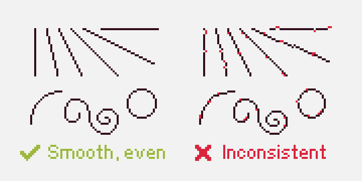 A visual guide to creating clean lines for pixel art
