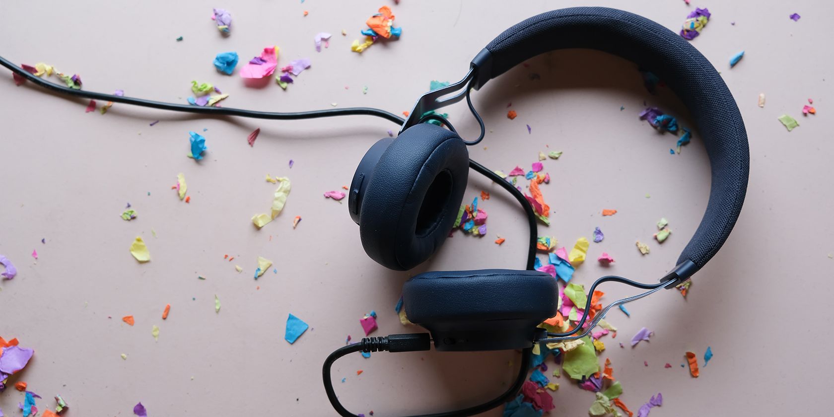 Headphones on a colorful background