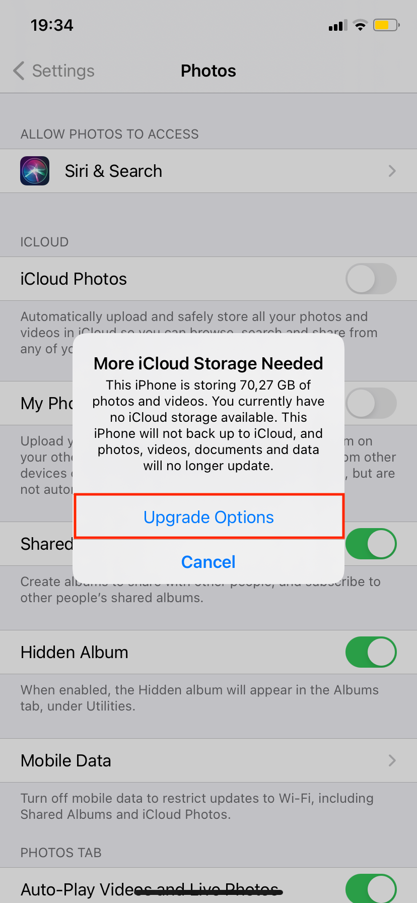 Upgrade iCloud Storage iPhone