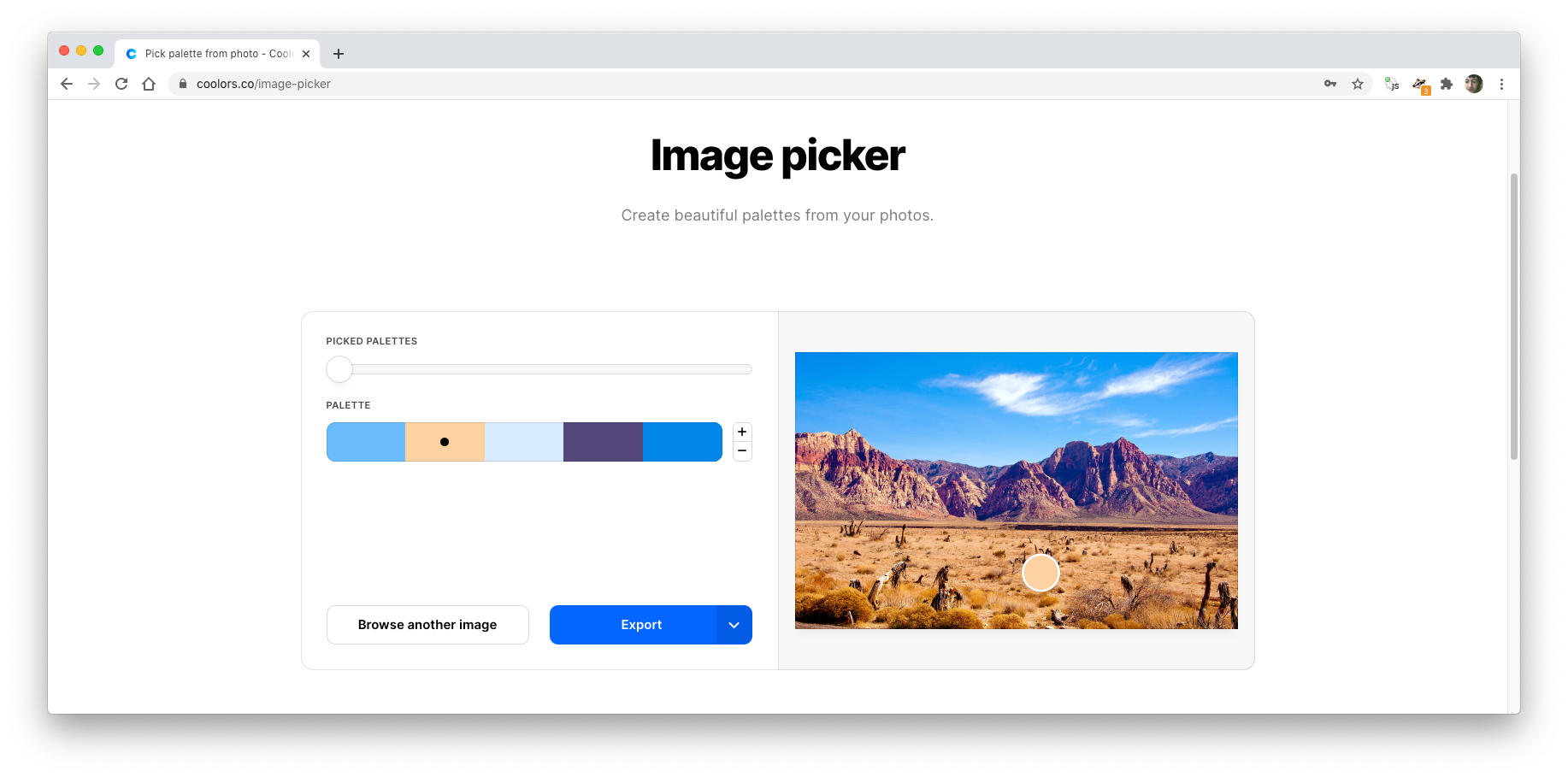 A screenshot of the image picker from Coolors.co