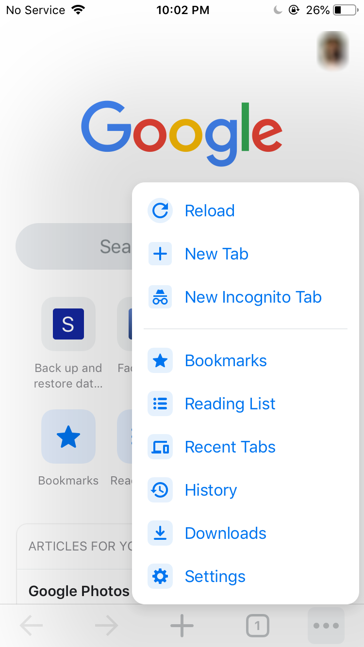 Open an incognito tab in Chrome on iPhone