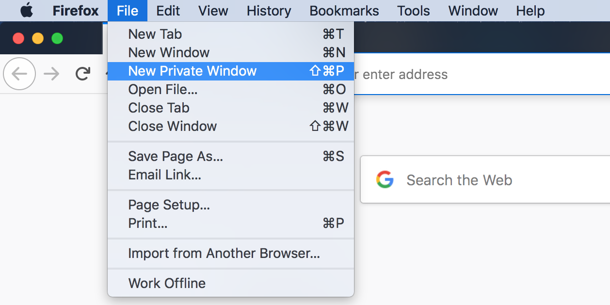 Go incognito in Firefox on Mac