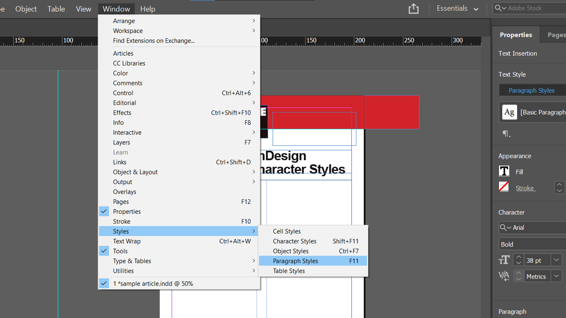 indesign open paragraph styles