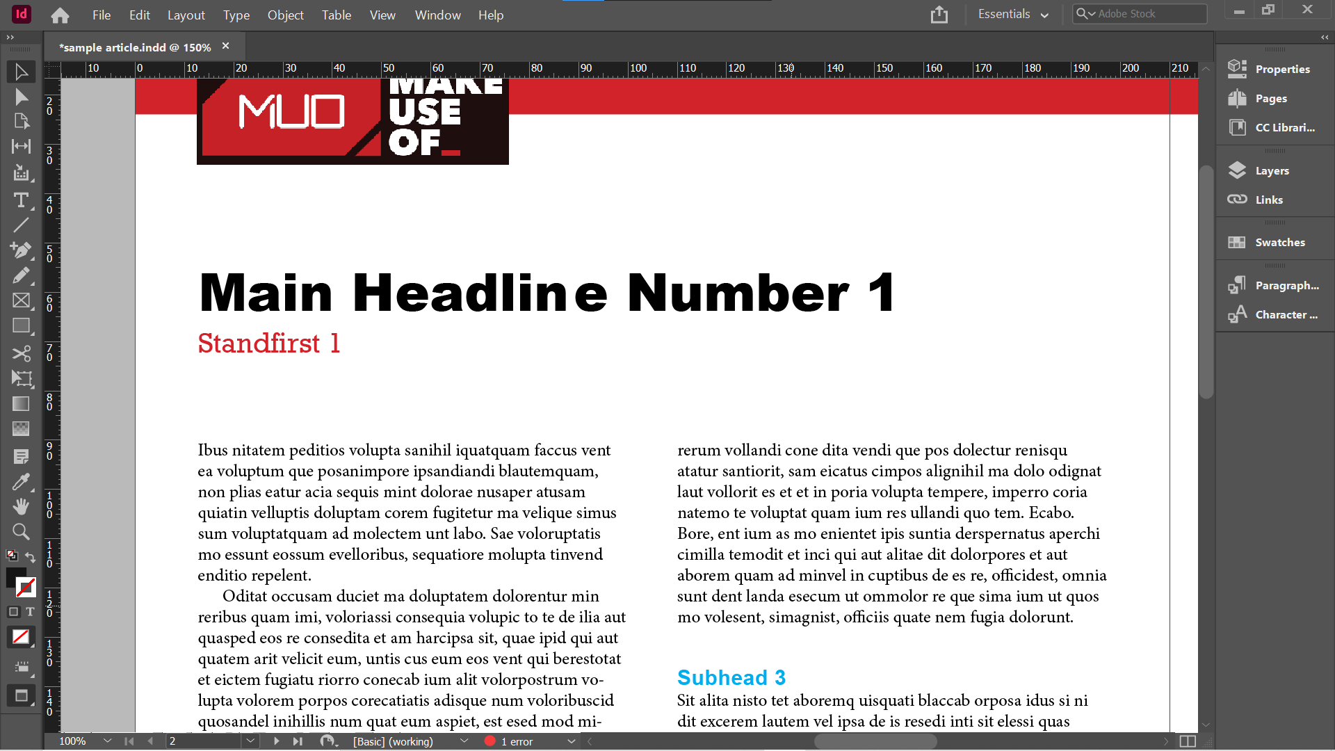 indesign paragraph styles finished