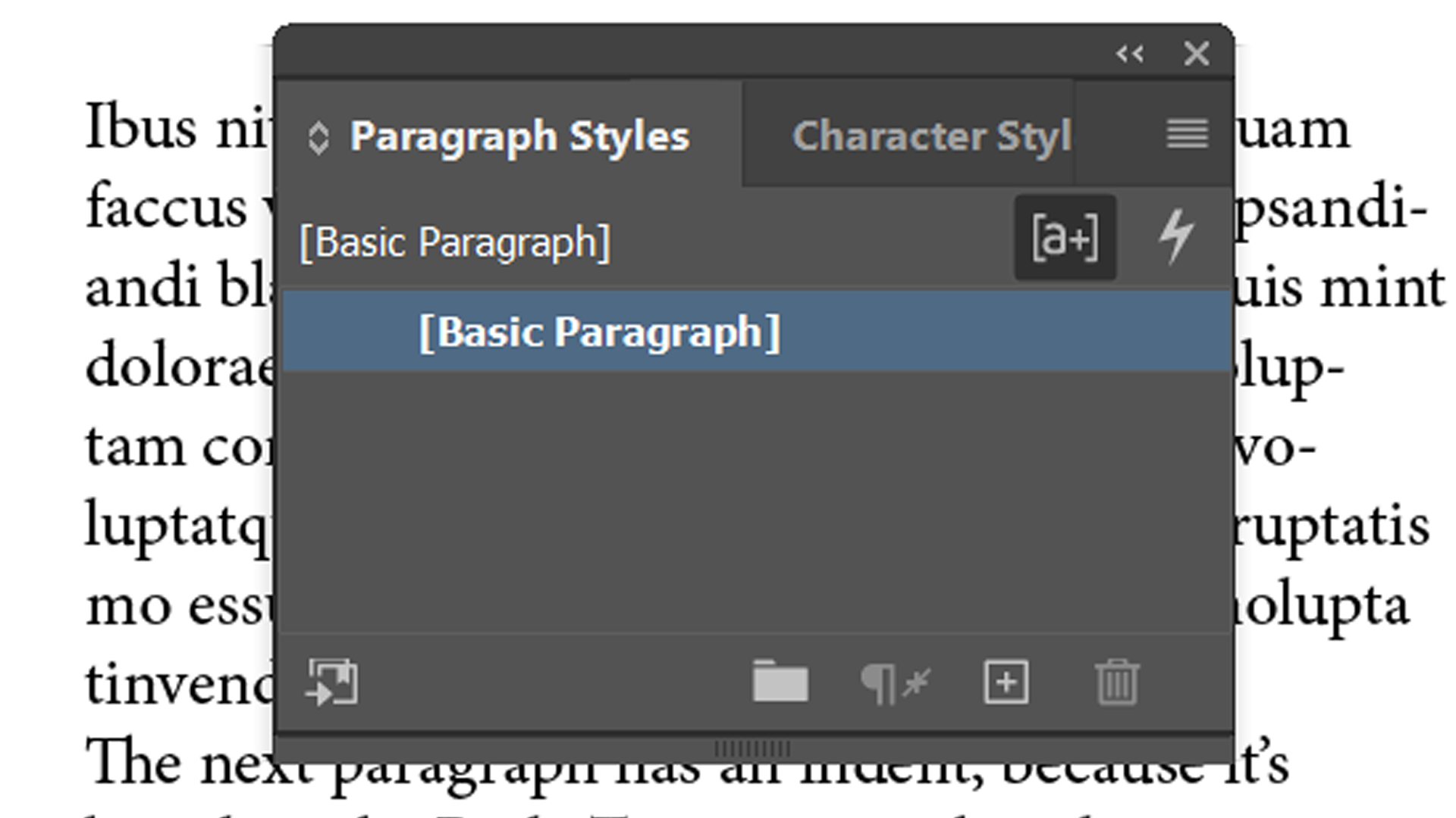 indesign paragraph styles window