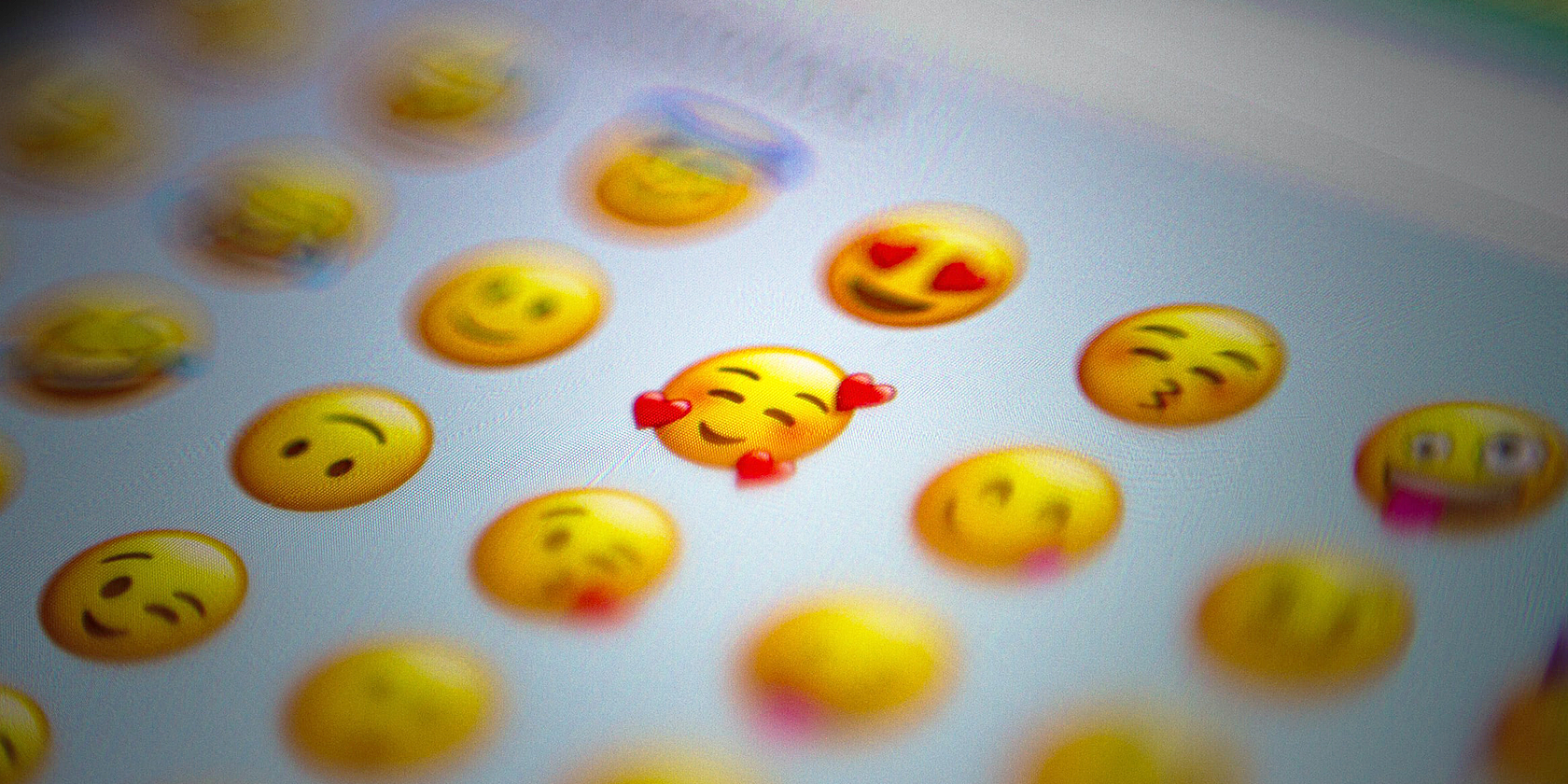 A closeup of the emoji keyboard on iPhones