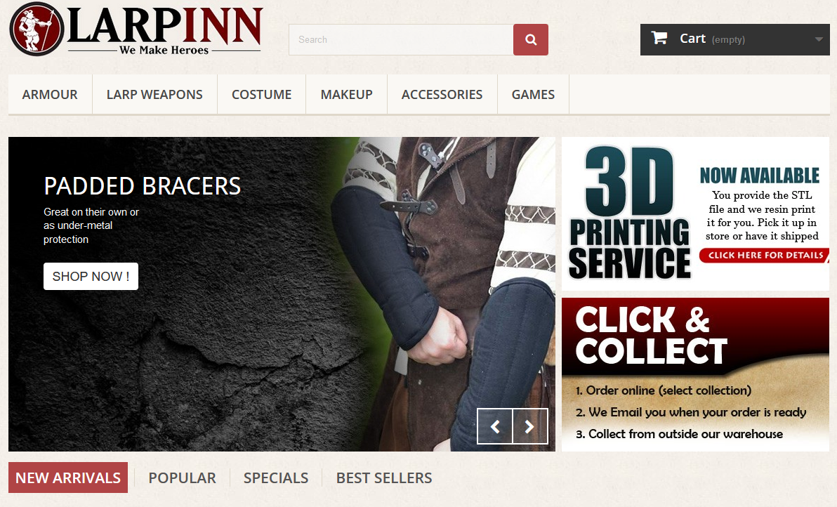 Larp Inn Online Store for Gear