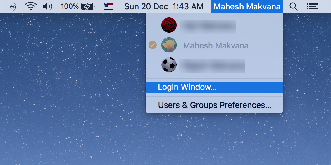Lock a Mac using fast user switching