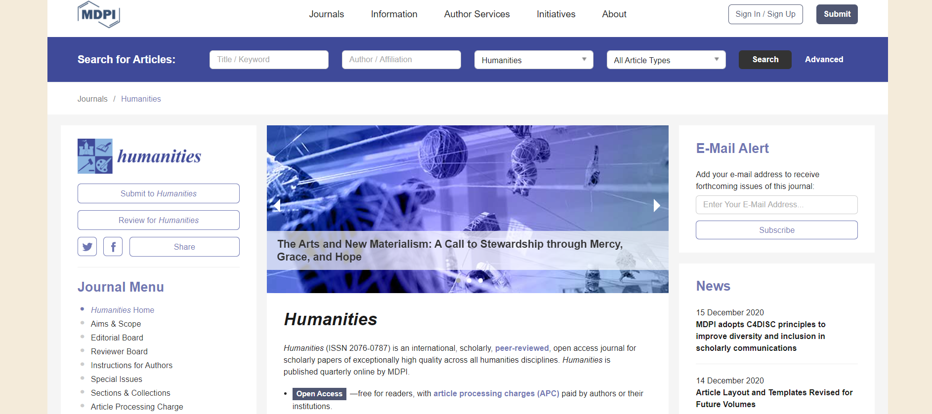 MDPI Humanities open access journals homepage