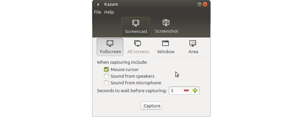 Record Linux desktop with Kazam