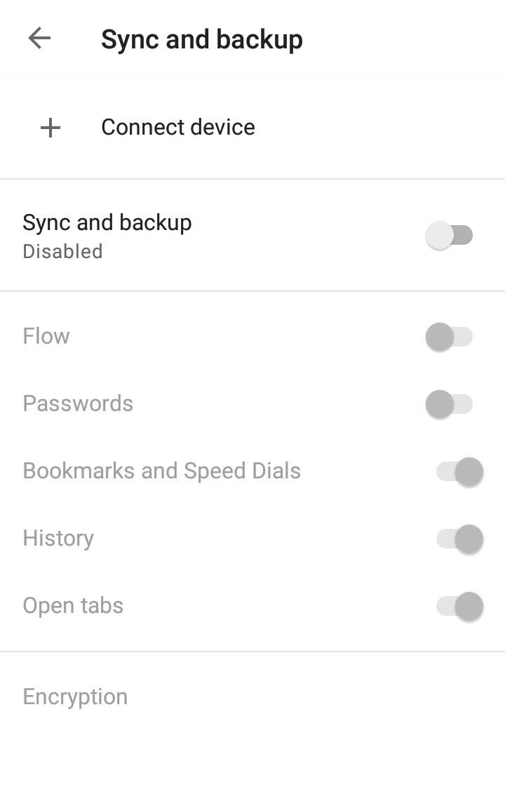 Opera android screenshot sync options