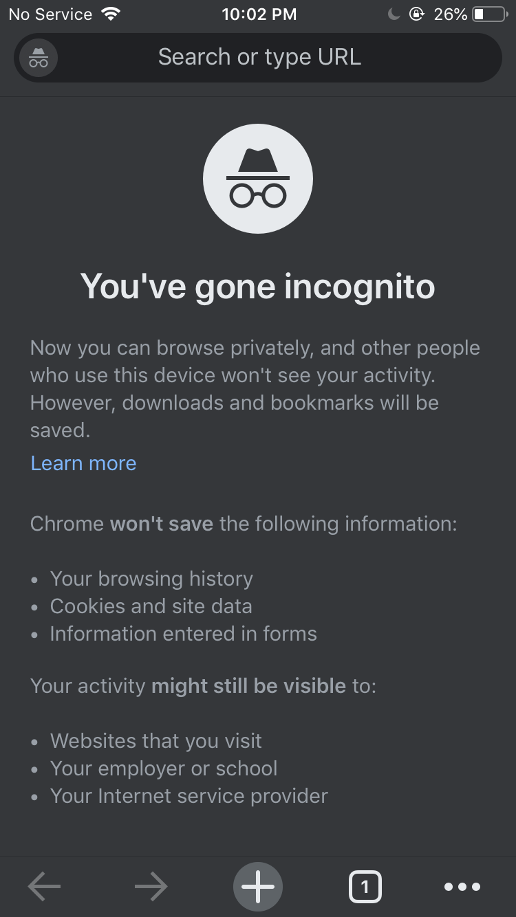 Go incognito in Chrome on iPhone