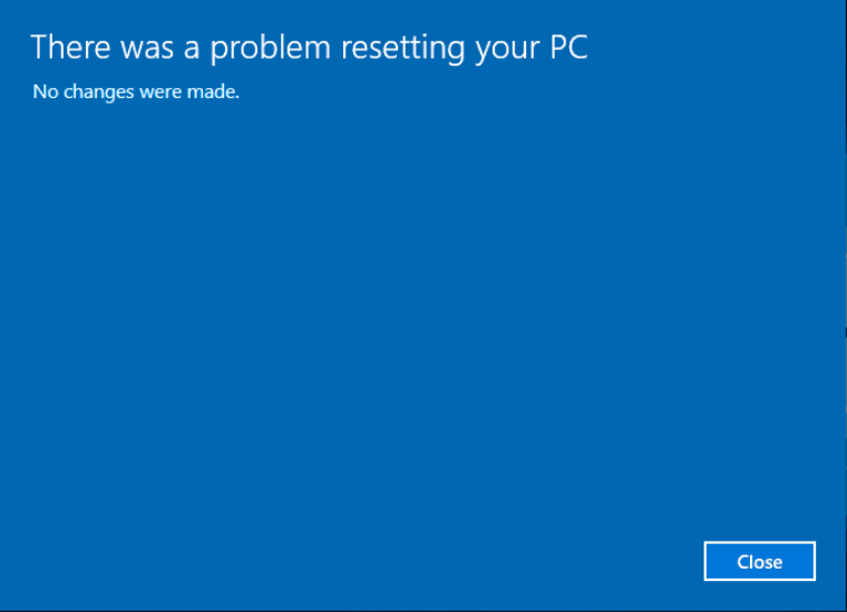 windows problem resetting your-PC