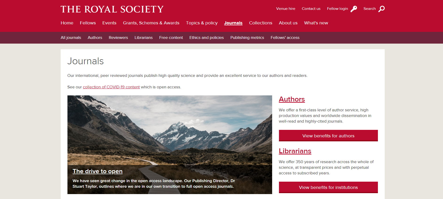 Royal Society open access journals homepage