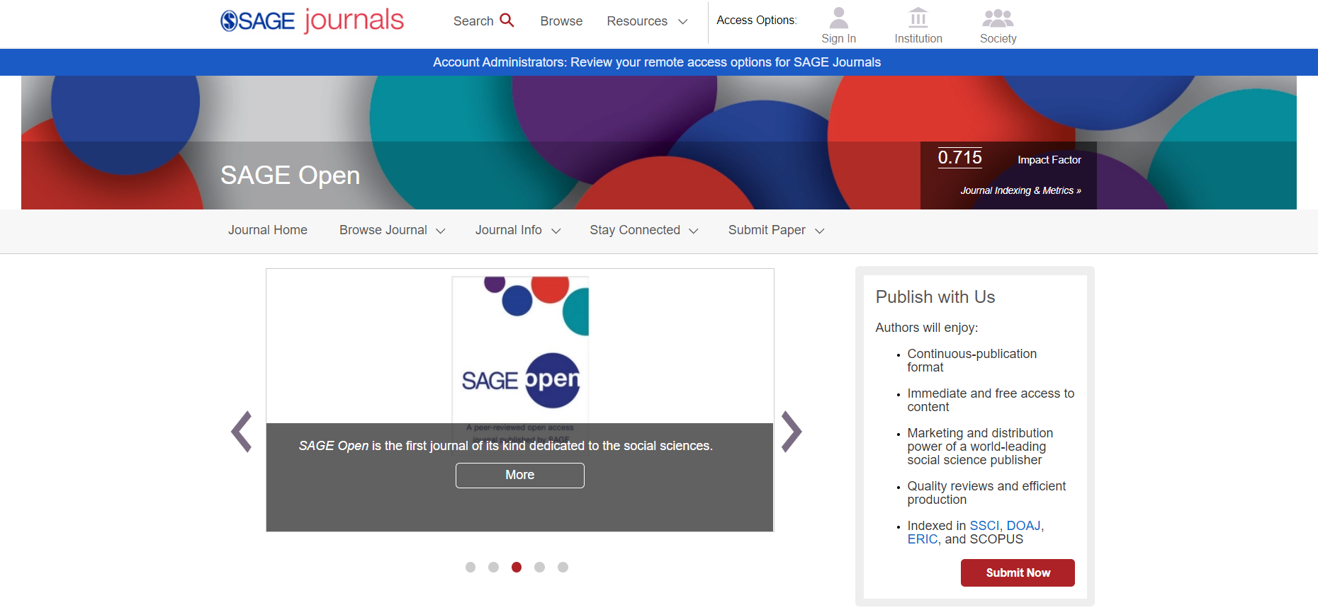 SAGE open access journals homepage